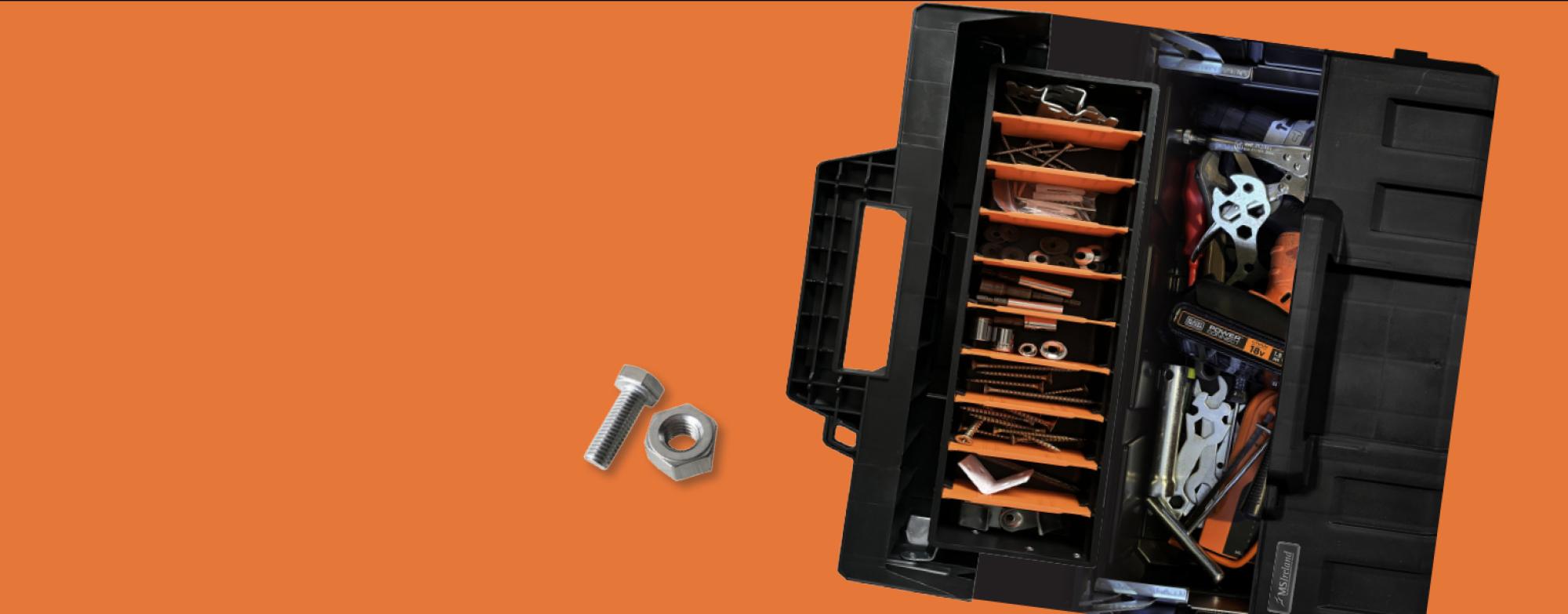 Open toolbox with various tools on a brown background, symbolising the 'Renew MS Ireland' initiative
