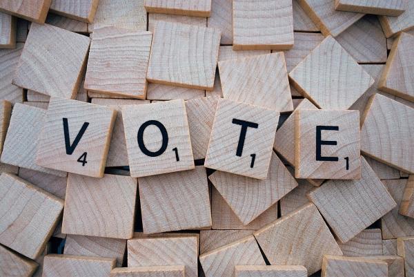Image of wooden letters spelling the word Vote