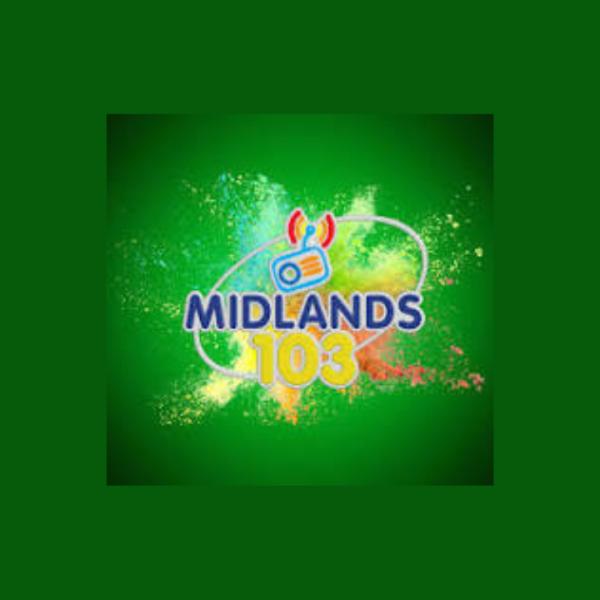 Green background, logo Midlands 103