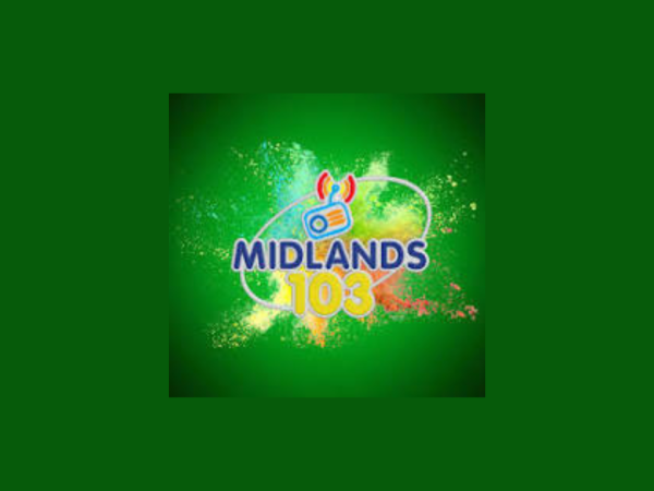 Green background, logo Midlands 103
