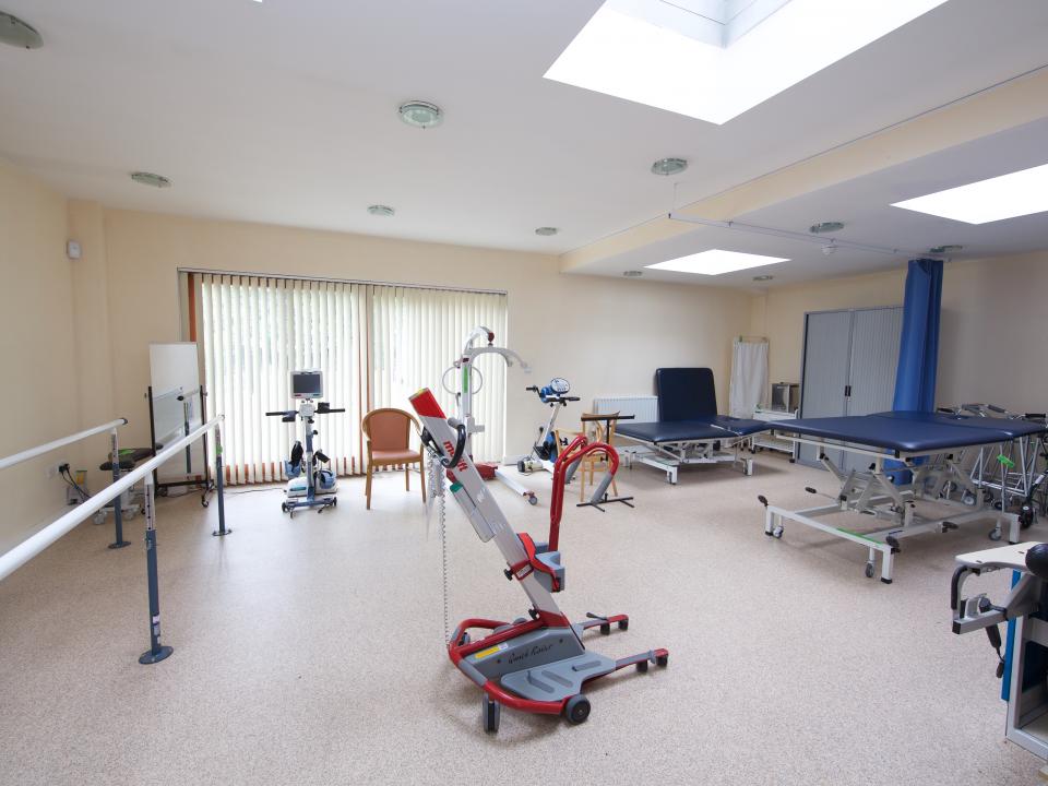 A room with physiotherapy equipment 