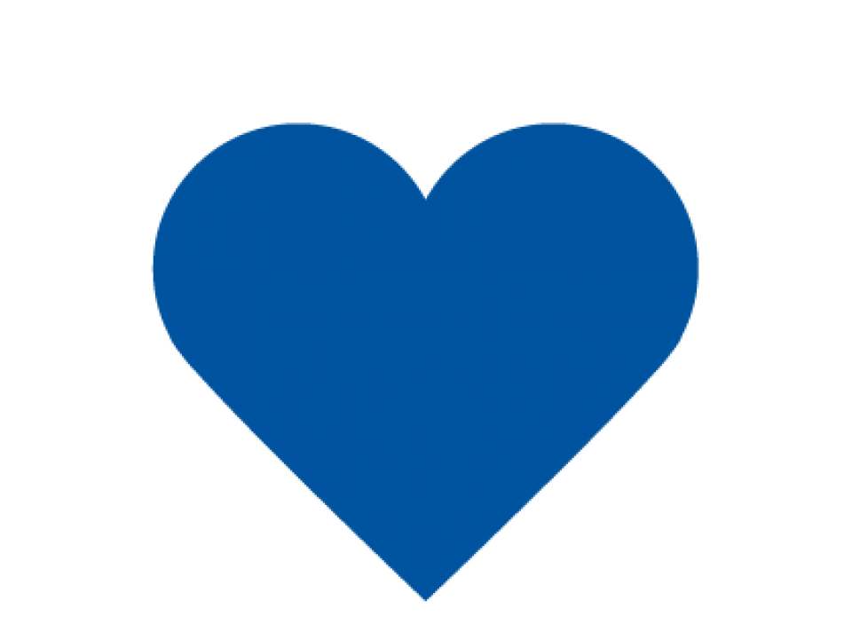 blue graphic of a heart on white background.