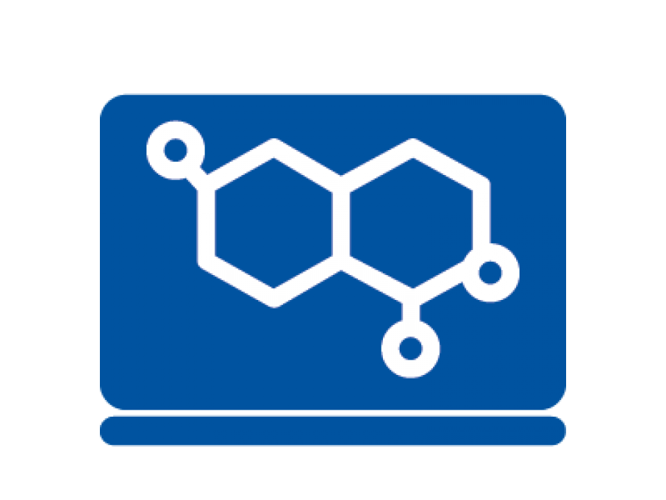 graphic of two hexagons on a blue screen