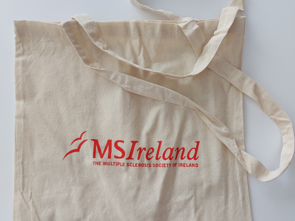 Cream canvas bag featuring the MS Ireland logo