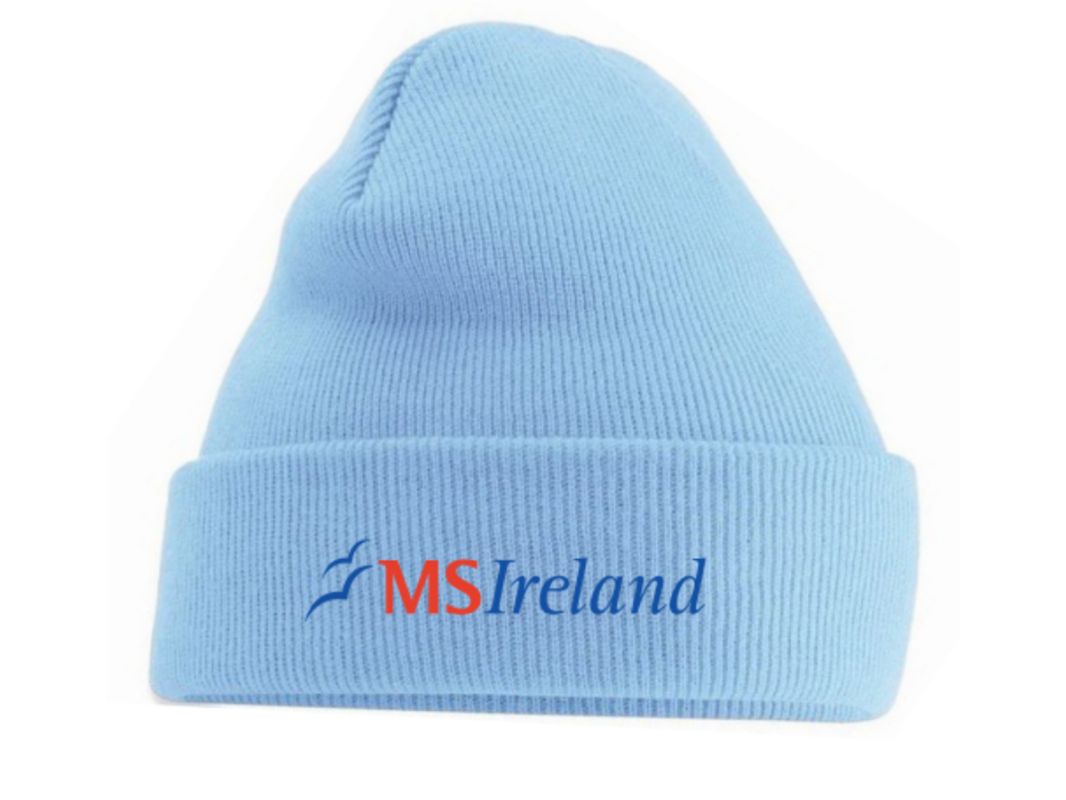 Blue beanie featuring the MS Ireland logo