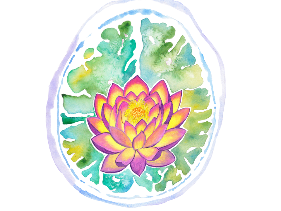 Logo design by Ruth Burden titled 'Lotus Brain Scan'—a symbolic lotus flower over a brain scan image, representing hope and resilience in the MS community.