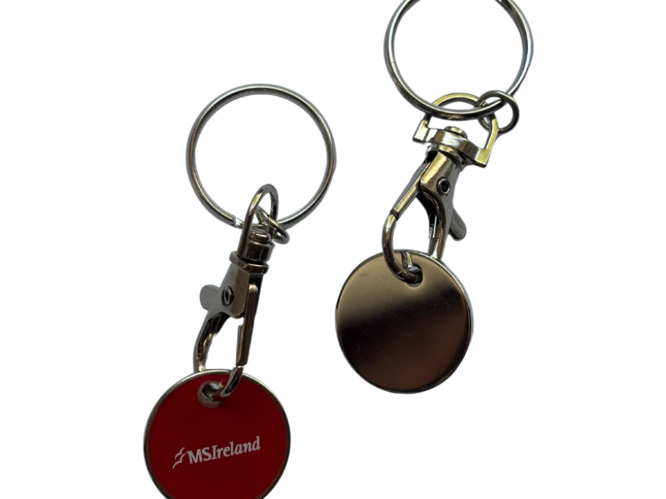 Two trolley tokens featuring the MS Ireland logo