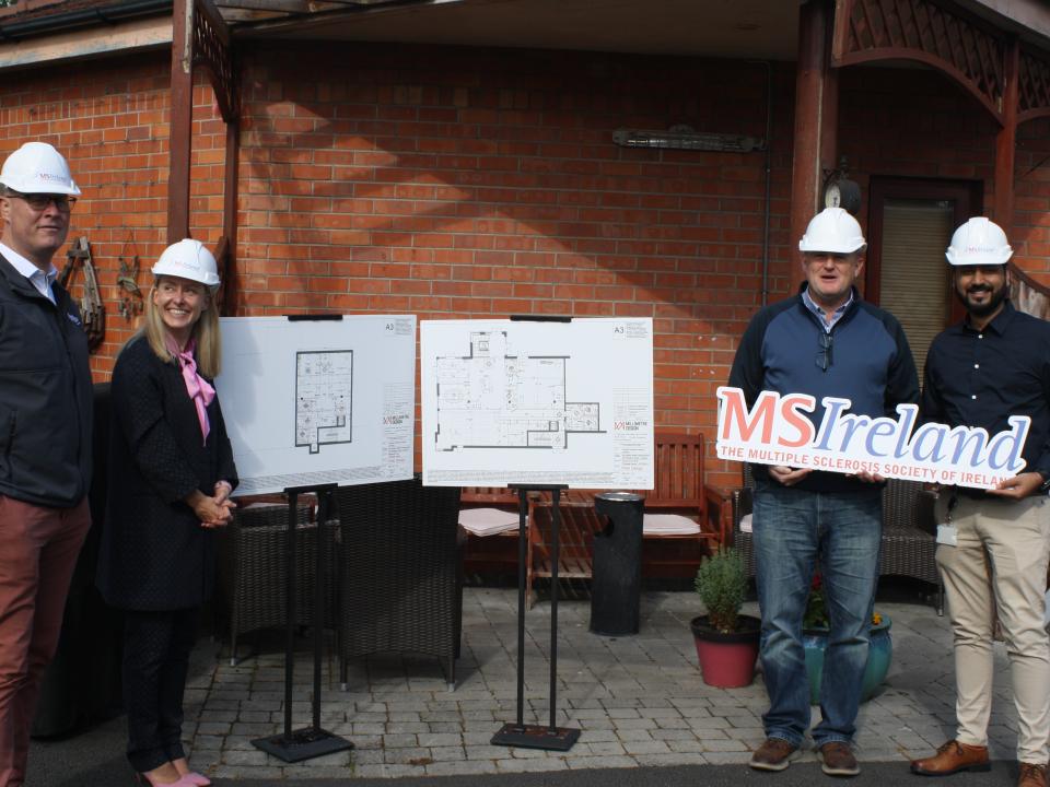 Funders and MS Ireland representatives at the MS Care Centre Open Day in Dublin, presenting refurbishment plans