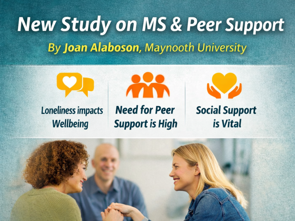 Graphic promoting a new study on MS and peer support
