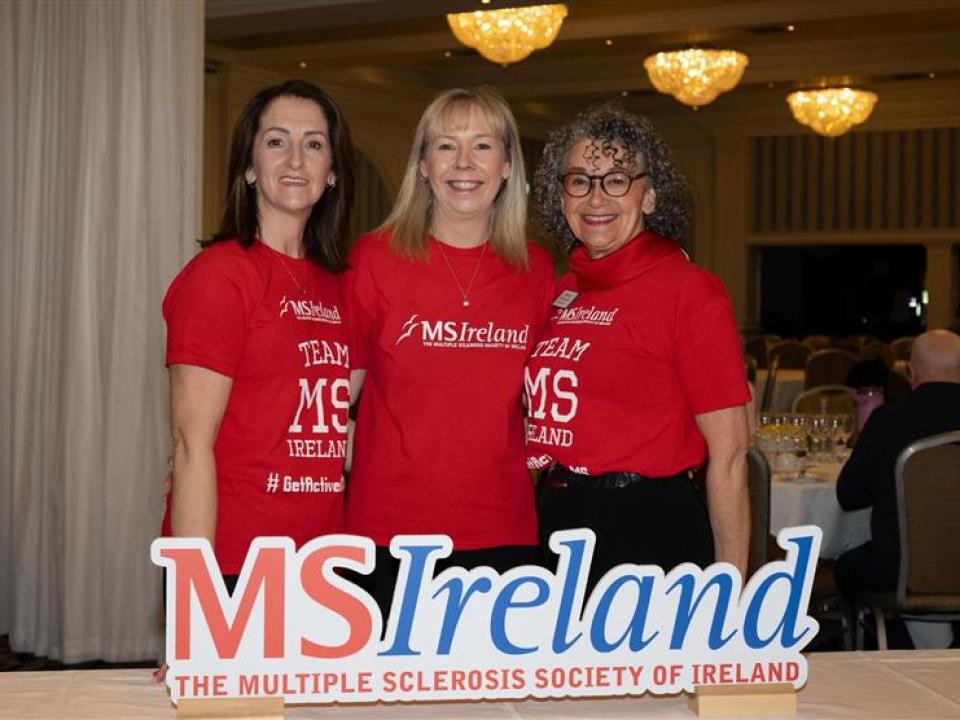 MS Ireland staff in red t-shirts at the Donegal information event