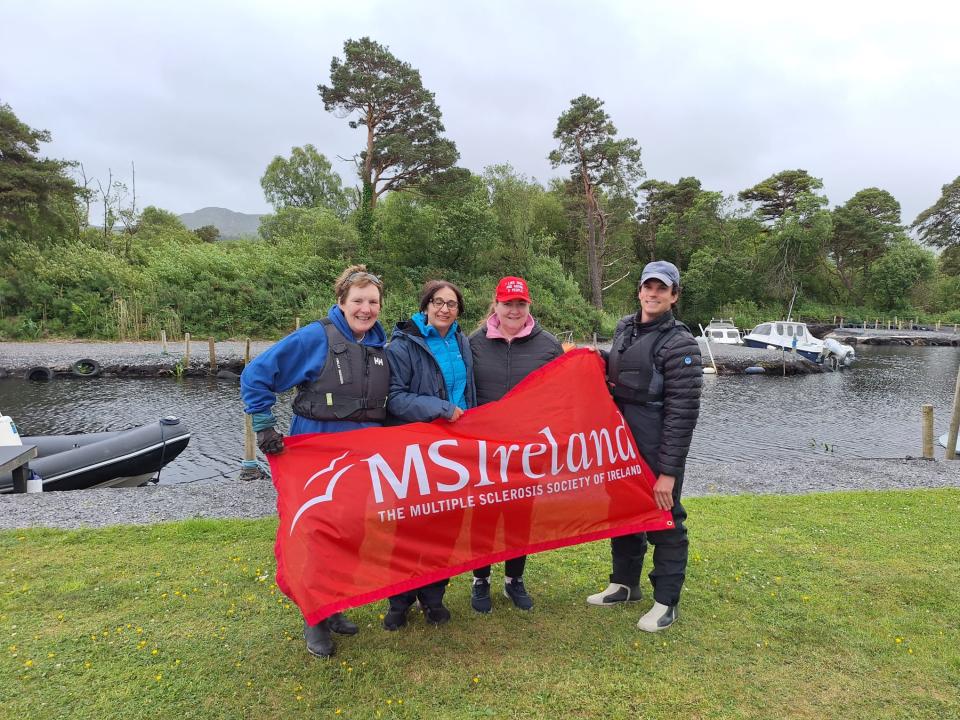 Participants holding an MS Ireland banner during the 2026 Sailing Programme