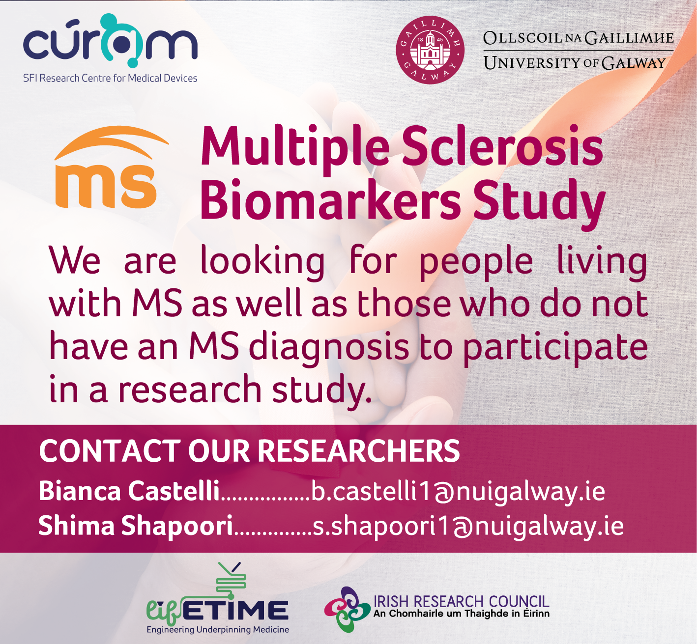 Multiple Sclerosis Biomarker Study text on mixed colour background. 