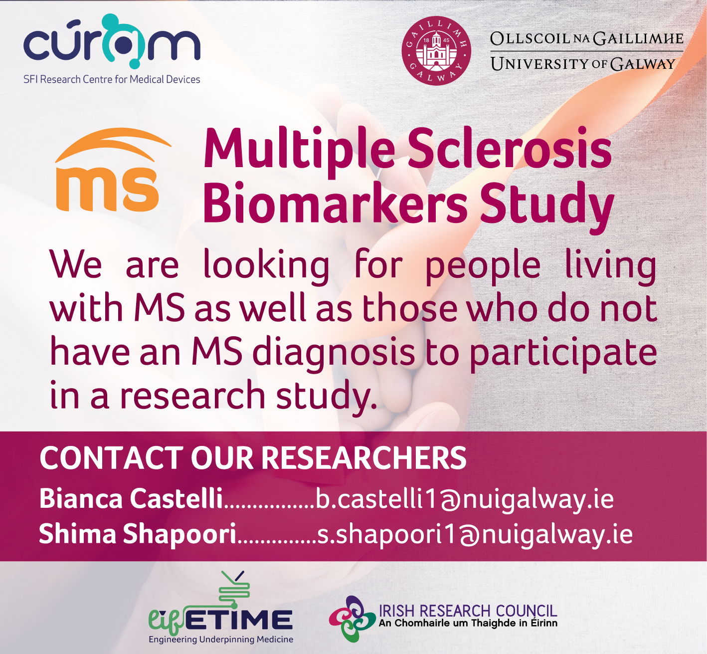Multiple Sclerosis Biomarker Study text on mixed colour background.