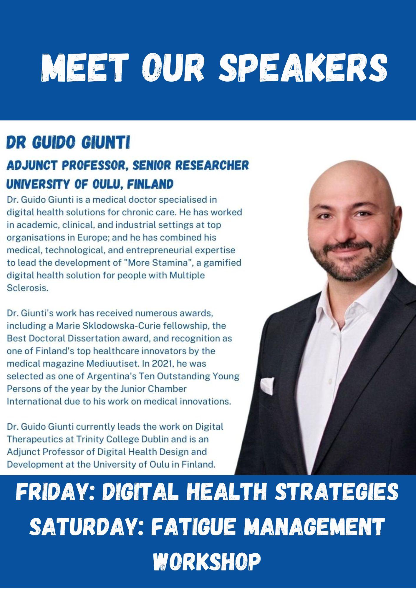 IMAGE OF DR GUIDO GIUNTI with blue text on white background