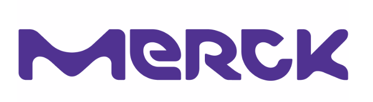 Purple Merck logo with stylised, rounded lettering on a light background