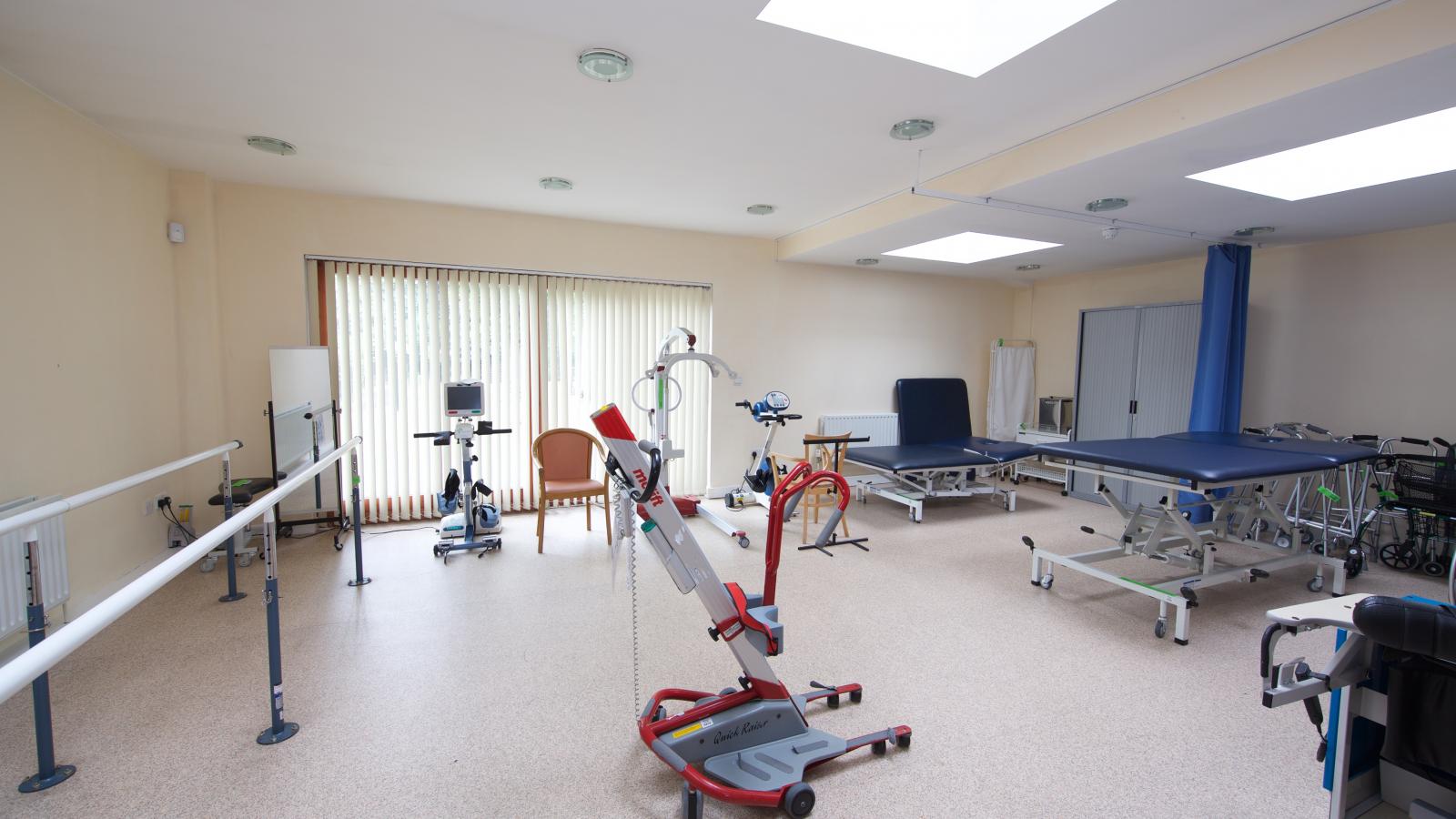 A room with physiotherapy equipment 